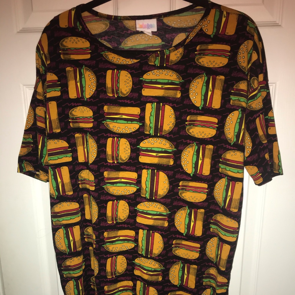 Lularoe cheeseburger print Irma top
